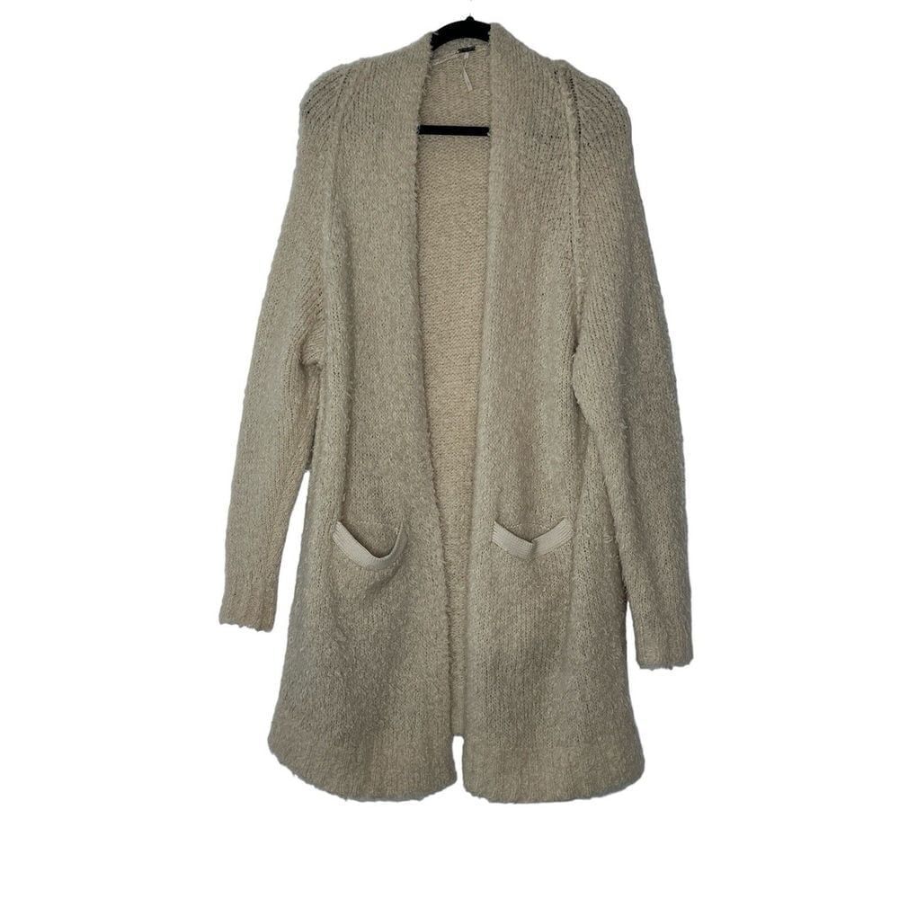 Free People Cardigan Sweater Women's Wool Size XS Oversized Stretch Cozy Beige